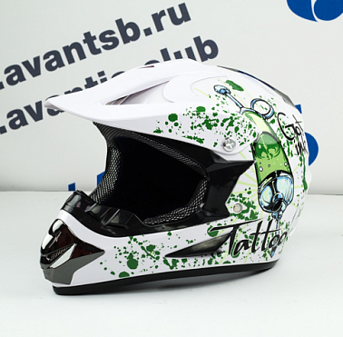 Шлем кроссовый Avantis Tattoo, Белый