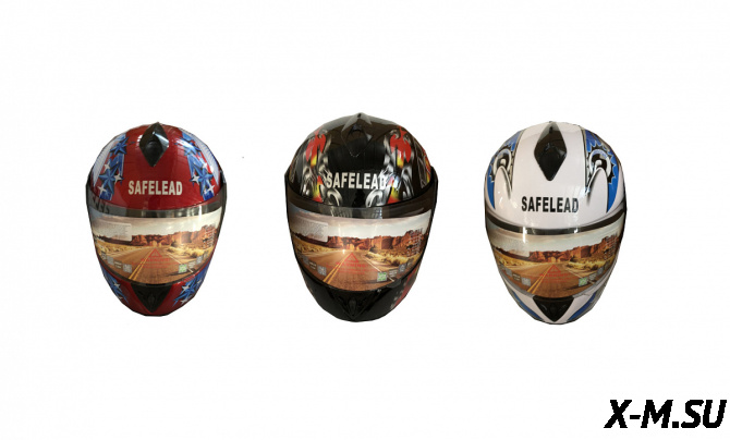 Шлем интеграл "Safelead" HF-150 NEW белый (BG) бургунди (DT) черный (Q30)