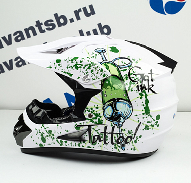Шлем кроссовый Avantis Tattoo, Белый